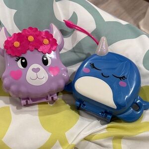 2 Polly Pocket Compacts Lot with Assorted accessories